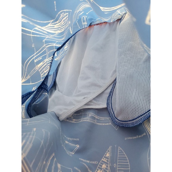 Lands' End Swim Shorts Men Large Blue Sailing Print Elastic Waist Drawstring EUC - Picture 7 of 10